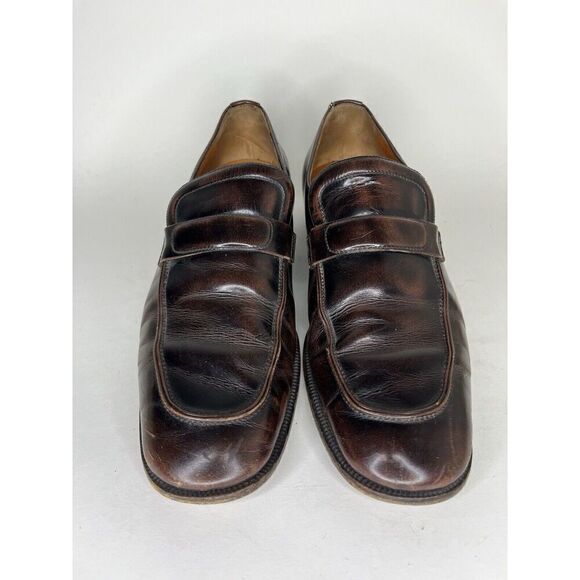 Sears Vintage Loafers Men Size 9.5D Brown Leather Made In Italy - Picture 2 of 13